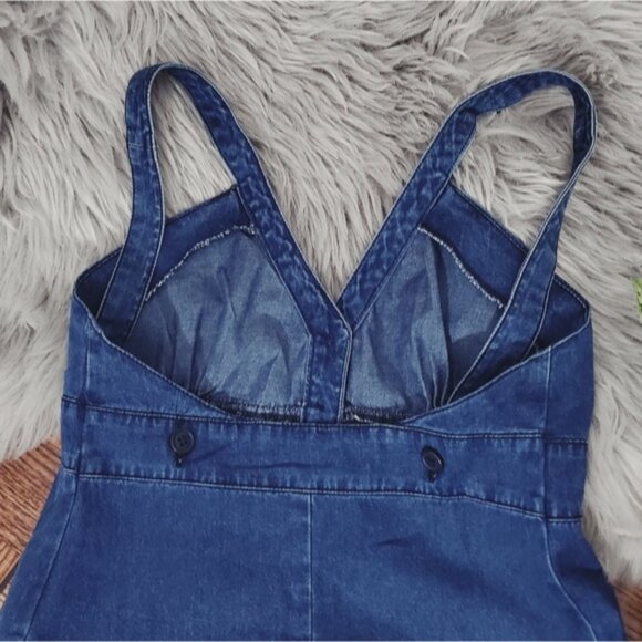 H&M EUROPE- Vintage Cotton Dungaree Overall A Line Dress - Picture 6 of 16